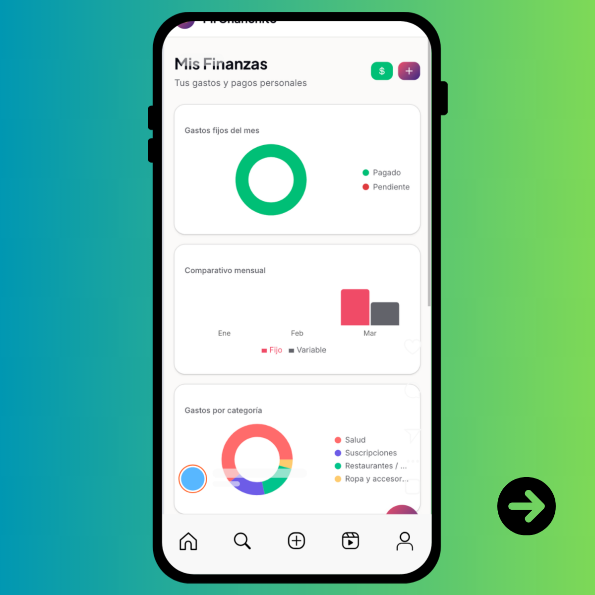 Página Mis finanzas mi chanchito app